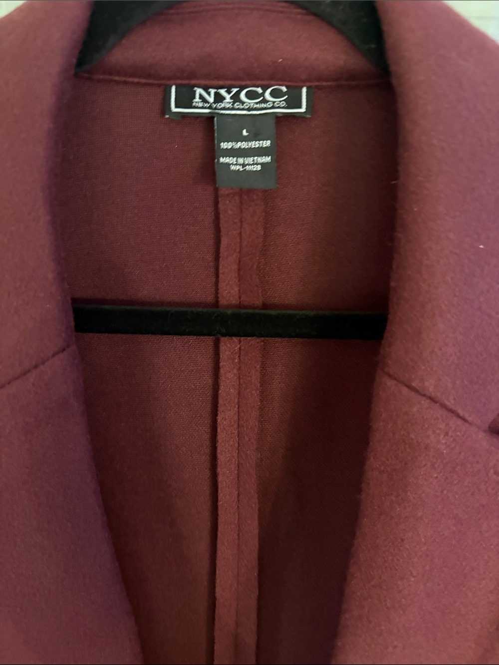 New York & Company Women's Wine Open-Front Blazer Coat - Picture 2 of 3